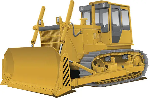 Vector illustration of vector bulldozer