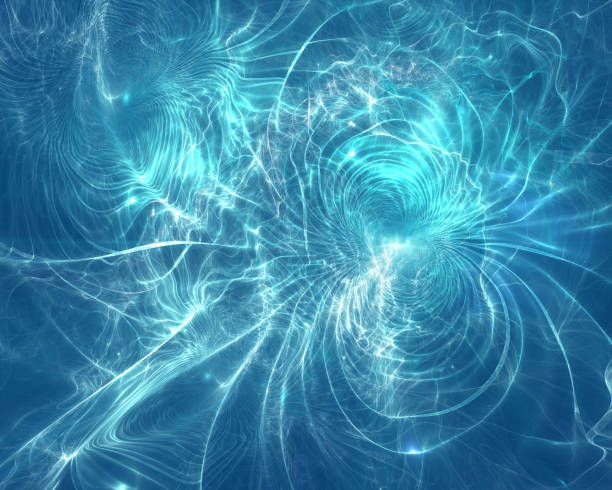 Water ripples, light refraction and caustics, abstract fractal art background.