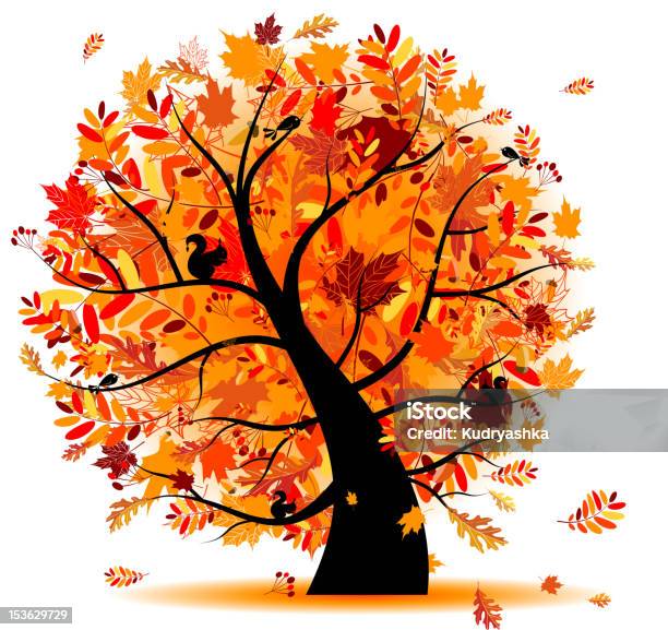 Beautiful Autumn Tree For Your Design Stock Illustration - Download Image Now - Abstract, Animal, Autumn
