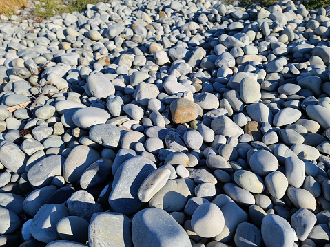 A top down view of a large rocky shoreline.