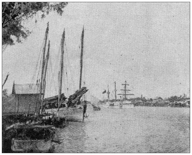 istock Antique image from British magazine: French Gun-boat, Bangkok 1536355321