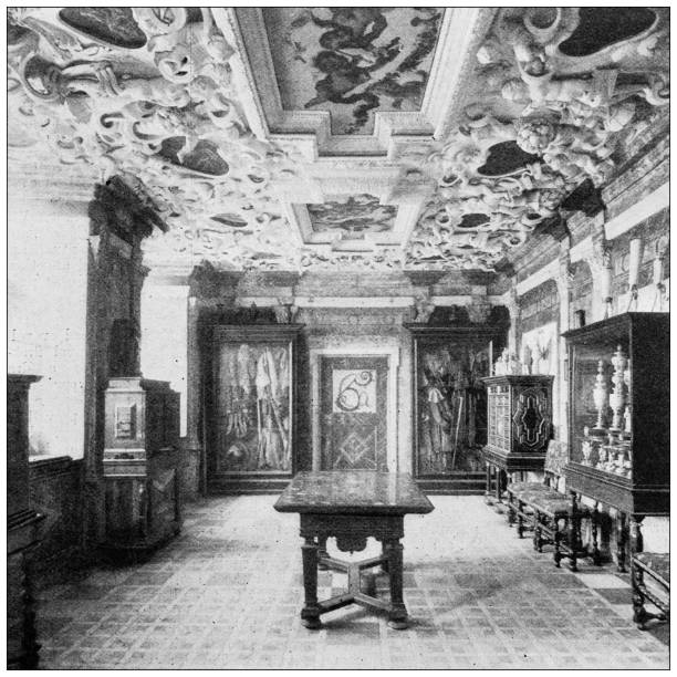 istock Antique image from British magazine: Marble Room, Amalienborg, Denmark royalty 1536361784