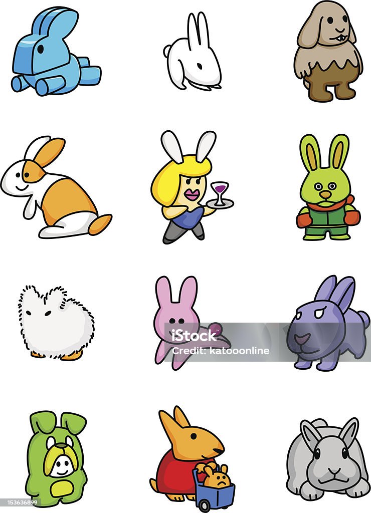 Rabbit Mascots 12 Types Rabbits Bunny Girl stock vector