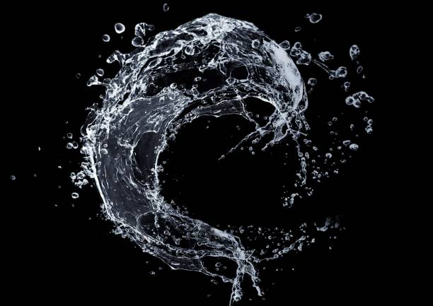 3d illustration of abstract water splashing on black background