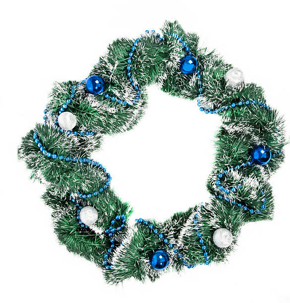 istock Christmas wreath with blue and silver decorations 153639869