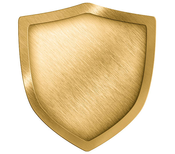 istock golden metal shield or crest isolated on white 153640751