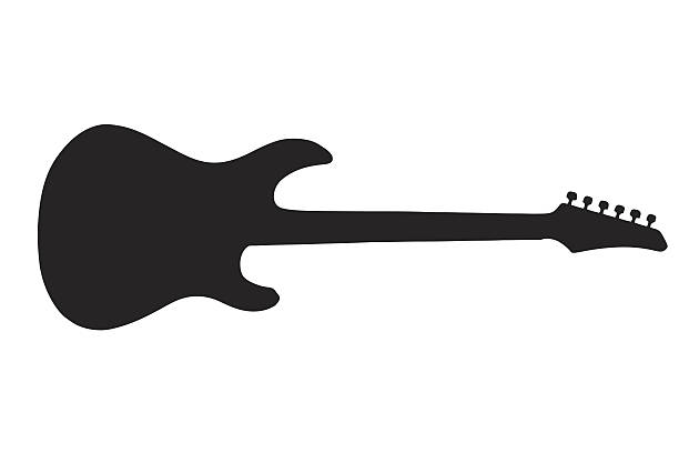 Silhouette of an electric guitar A silhouette of an electric guitar isolated on white background guitar silhouettes stock illustrations