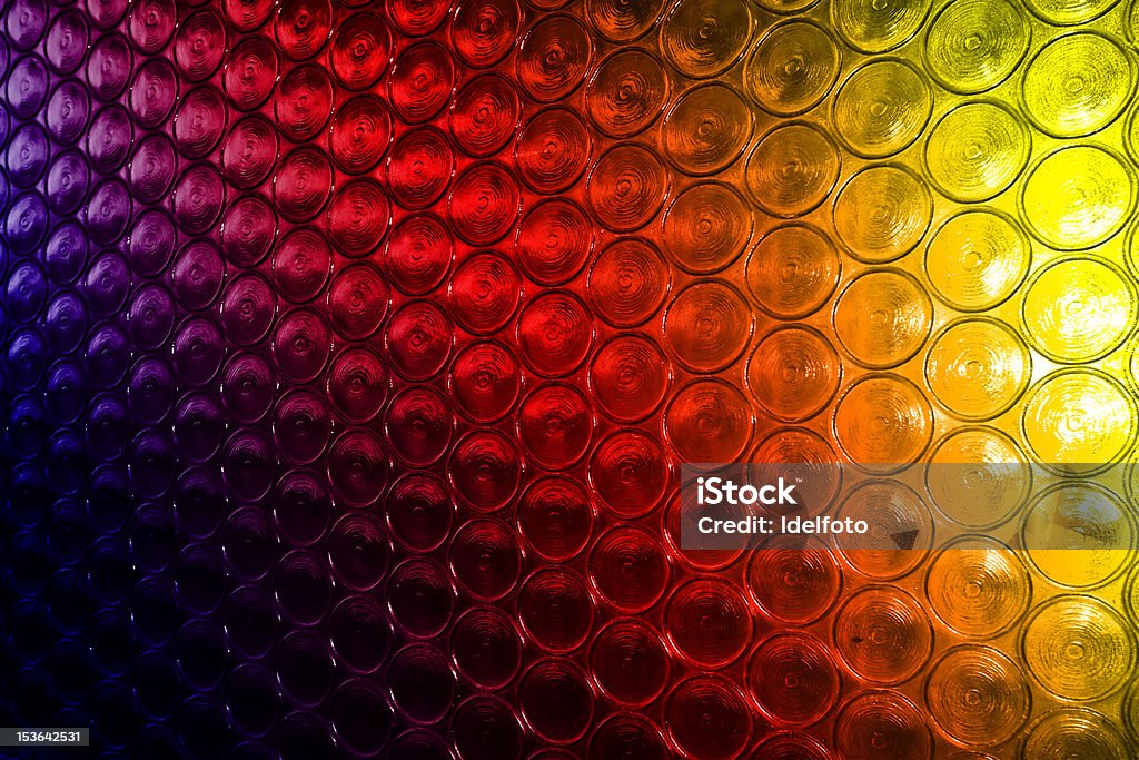 Glass Wall Colorful  circles pattern  and transparent glass wall. Abstract Stock Photo