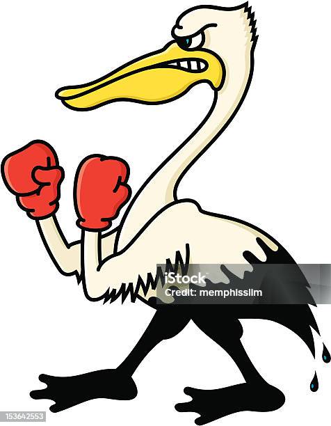 Ilustración de Angry Aceite Soleado Pelican y más Vectores Libres de Derechos de Luchar - Luchar, Pelícano, Ave marina