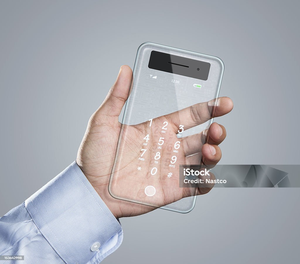 Futuristico trasparente smart phone - Foto stock royalty-free di Dipinto in acrilico