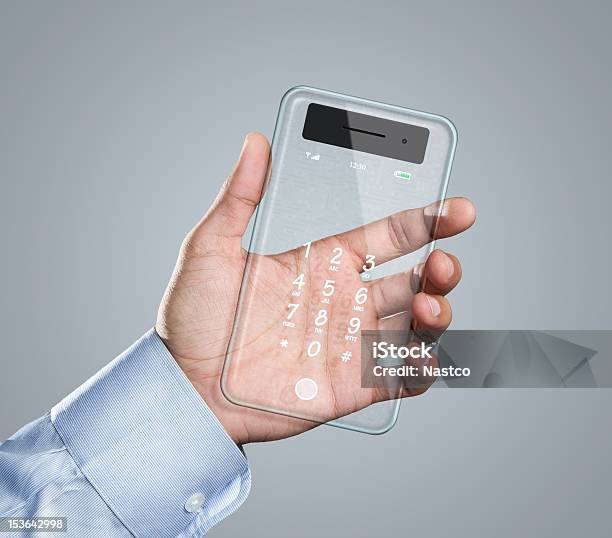 Futuristico Trasparente Smart Phone - Fotografie stock e altre immagini di Dipinto in acrilico - Dipinto in acrilico, Telefono, Adulto