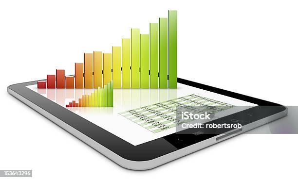 Bar Graph Exploding 3d From Computer Tablet Stock Photo - Download Image Now - Black Color, Blank, Border - Frame