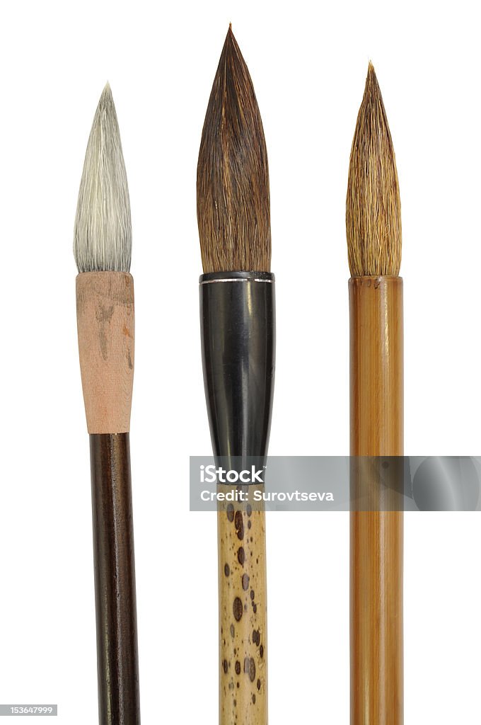 Brushes Asian brushes isolated on white with clipping path Animal Hair stock illustration