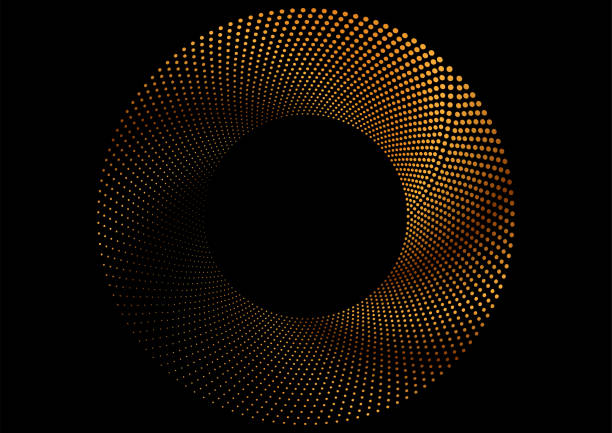 goldener gepunkteter linearer kreis bildet abstrakten geometrischen hintergrund - black gold abstract spiral stock-grafiken, -clipart, -cartoons und -symbole
