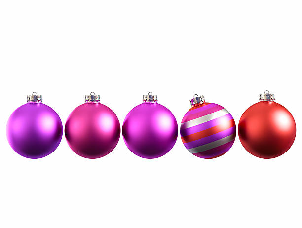 Purple and Pink Christmas Ornaments stock photo