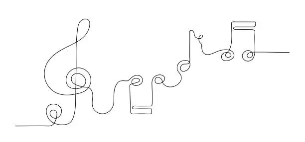 Vector illustration of Continuous line musical notes vector concept