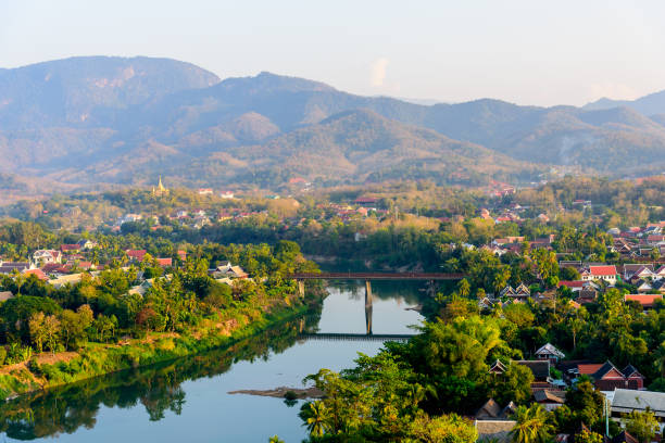 istock Luang Prabang city view with Khan river from Phou Si mountain viewpoint, Luang Prabang Laos. 1536511652