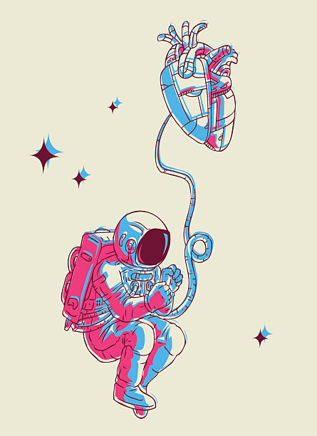 fetus spaceman fetus spaceman  cartoon illustration... human heart sketch stock illustrations