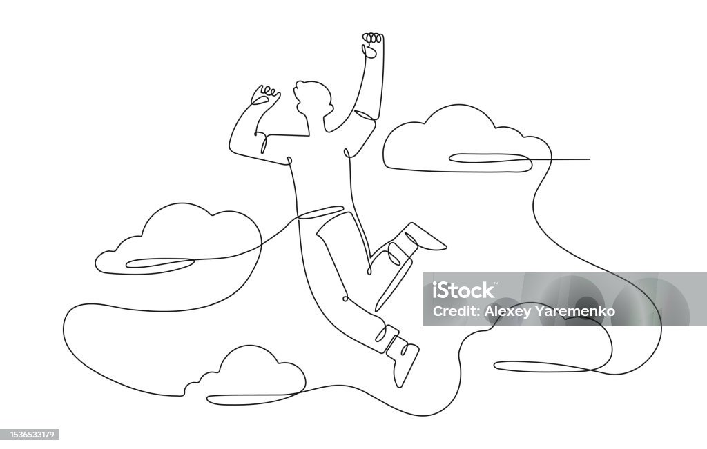 Personal Development Line Drawing Clean Happy Person Line Vector Concept Stock Illustration - Download Image ...