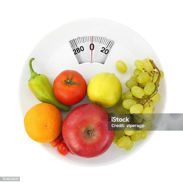Diet And Nutrition Stock Photo - Download Image Now - Apple - Fruit, Balance, Bathroom Scale