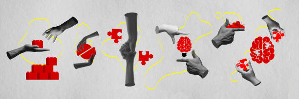 istock Contemporary art collage. Human hands with different icons symbolizing working aspects, growing career and professional skills 1536536935