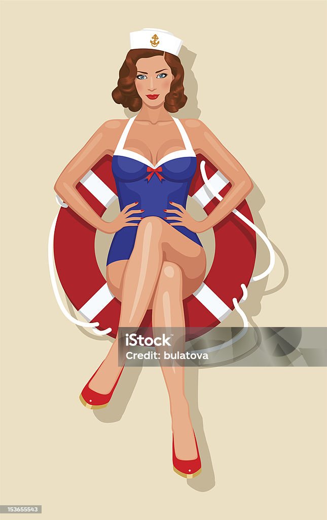 Marinero Chica pin-up - arte vectorial de Chica pin-up libre de derechos