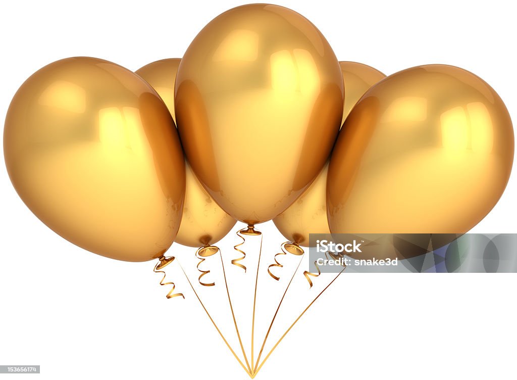 Feliz aniversário balões de festa de comemoração de natal ouro decoração - Foto de stock de Balão - Decoração royalty-free