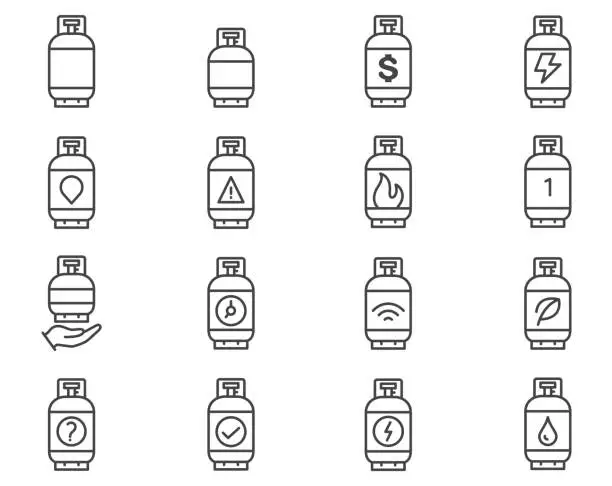 Vector illustration of Gas cylinder icon set