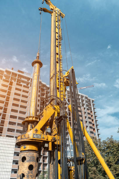 pile driver heavy machinery for concrete pouring at constructions