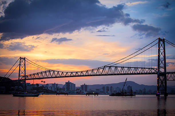 Aerial view of Kinmen Bridge  in Taiwan at sunset