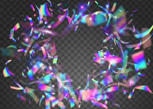 Vector illustration of Bokeh Background. Glitch Tinsel. Crystal Art. Metal Vaporwave Te