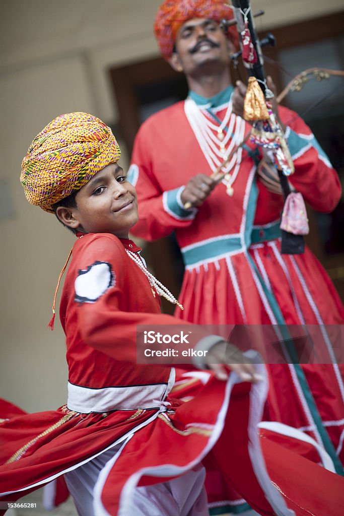 Indian Músico Tradicional e Bailarino, Jaipur, Rajastão - Royalty-free Atuação Foto de stock