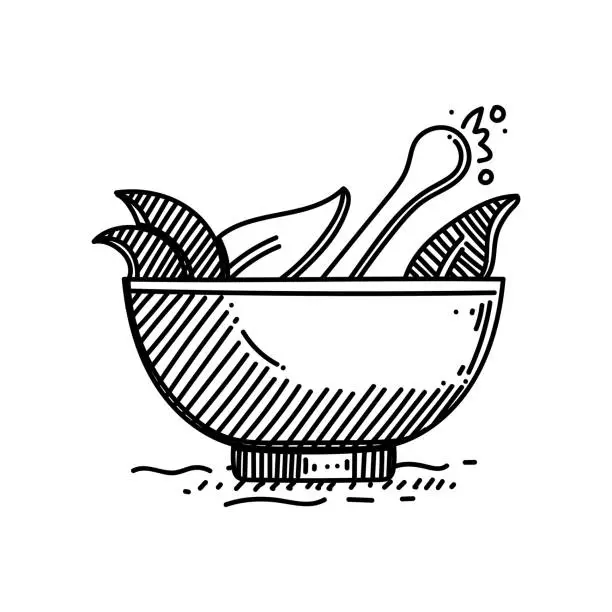 Vector illustration of Herbal Medicine Line icon, Sketch Design, Pixel perfect, Editable stroke. Logo, Sign, Symbol.