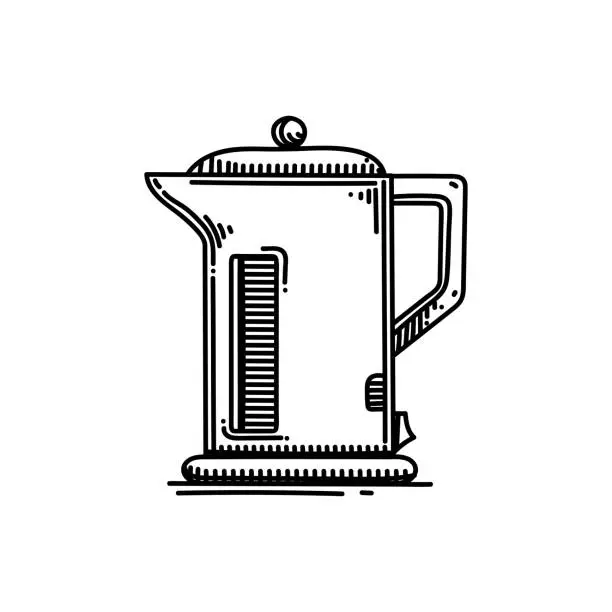 Vector illustration of Kettle Line icon, Sketch Design, Pixel perfect, Editable stroke. Logo, Sign, Symbol.