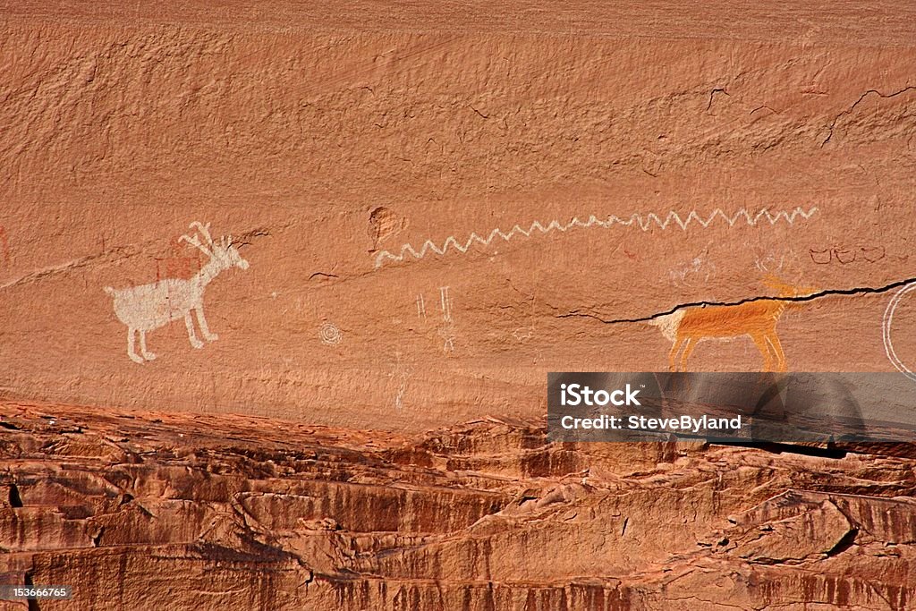 Antiga Anasazi e Pictographs Navajo - Royalty-free Arizona Foto de stock