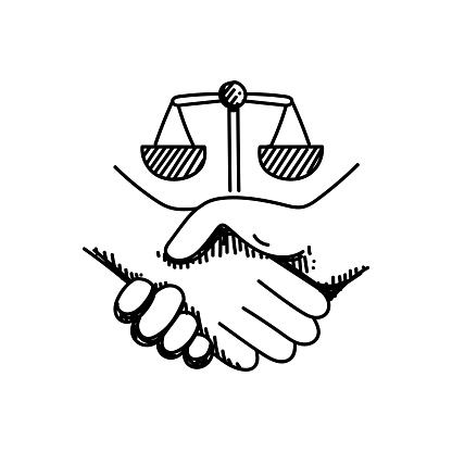 Law and Justice Line icon, Sketch Design, Pixel perfect, Editable stroke. Logo, Sign, Symbol.