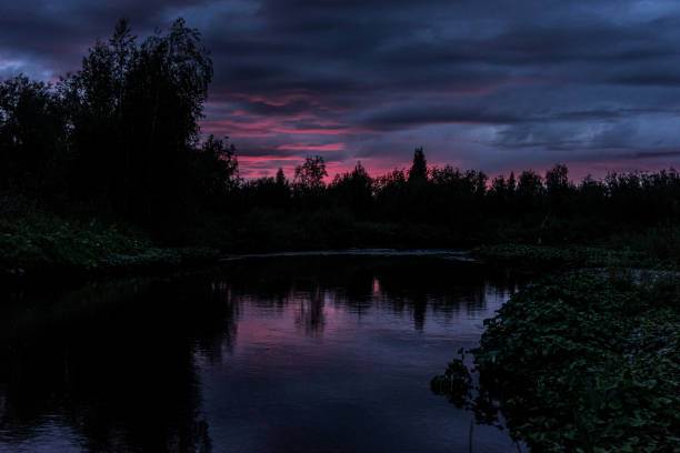 Sunset in the Taiga of northern Russia.