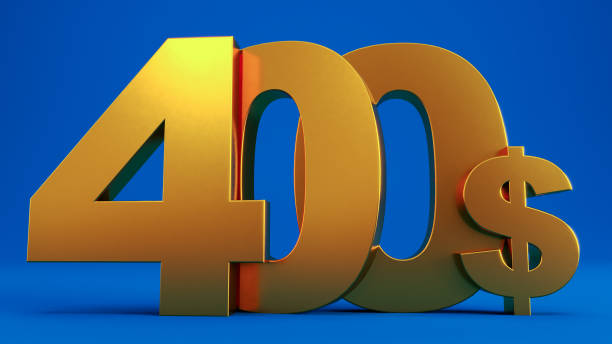 istock gold four hundred dollars on blue background, golden 400 dollars 1536746051