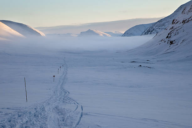 No Kungsleden em wintertime - fotografia de stock