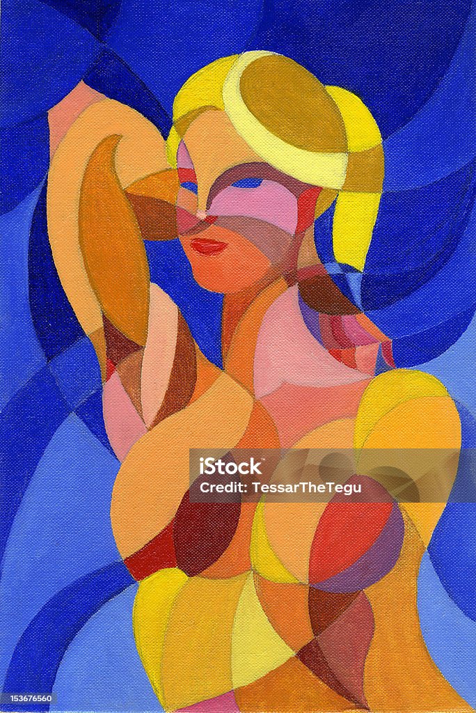 "Cubist" girl Oil painting on canvas representing a body of woman Cubism Stock Photo