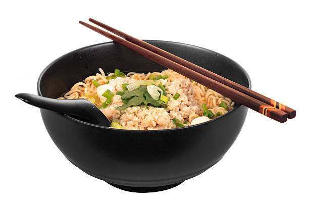 Chinese instant noodle with minced pork stock photo