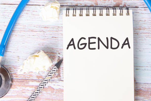 istock Top view of the notebook that says Agenda 1536766959