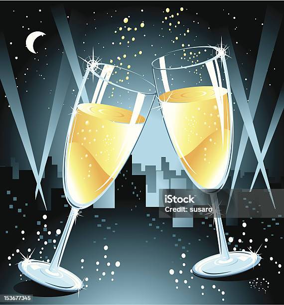Champagne Super Festeggiare - Immagini vettoriali stock e altre immagini di Alchol - Alchol, Bicchiere, Bolla