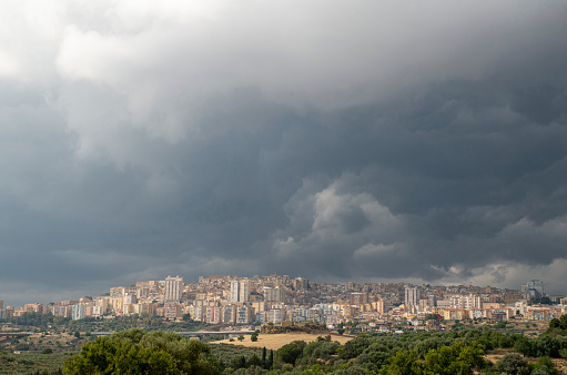 Storm over the city  Agrigento, Sicilia, Italy, Europe