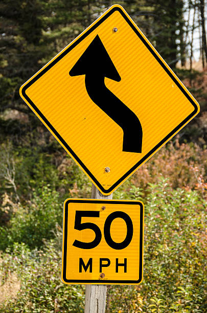 istock Fifty Mile Per Hour Curve Sign 153678725
