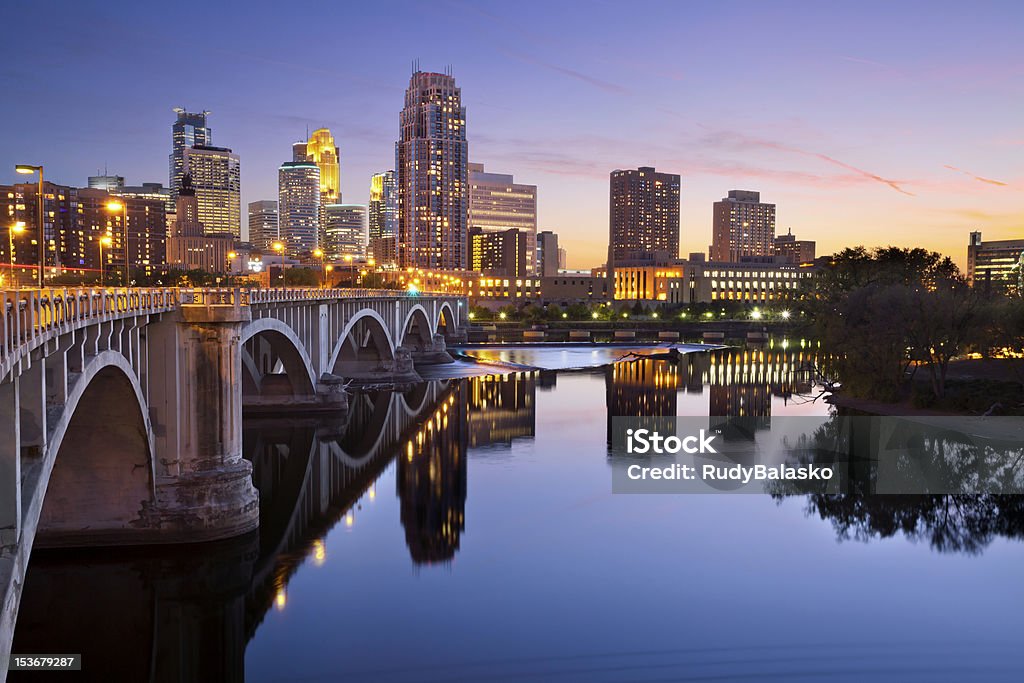 Minneapolis. Image of Minneapolis downtown skyline at sunset. Minneapolis Stock Photo