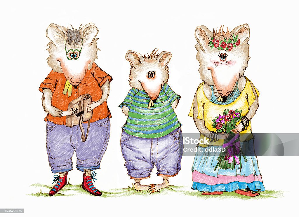 Mice en famille - Illustration de Aquarelle libre de droits
