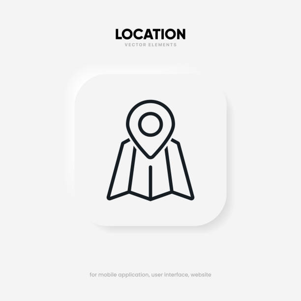 ikona docelowego punktu pinezki. znak symbolu ikony wskaźnika lokalizacji na czerwonej mapie. znacznik gps z izolowanym białym tłem dla interfejsu użytkownika aplikacji mobilnej. - local landmark stock illustrations