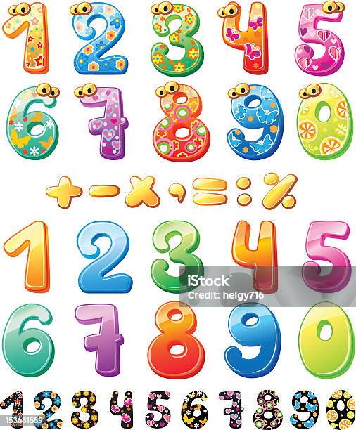 Numeri Colorati Per Bambini - Immagini vettoriali stock e altre immagini di 10-11 anni - 10-11 anni, Carattere tipografico, Carino