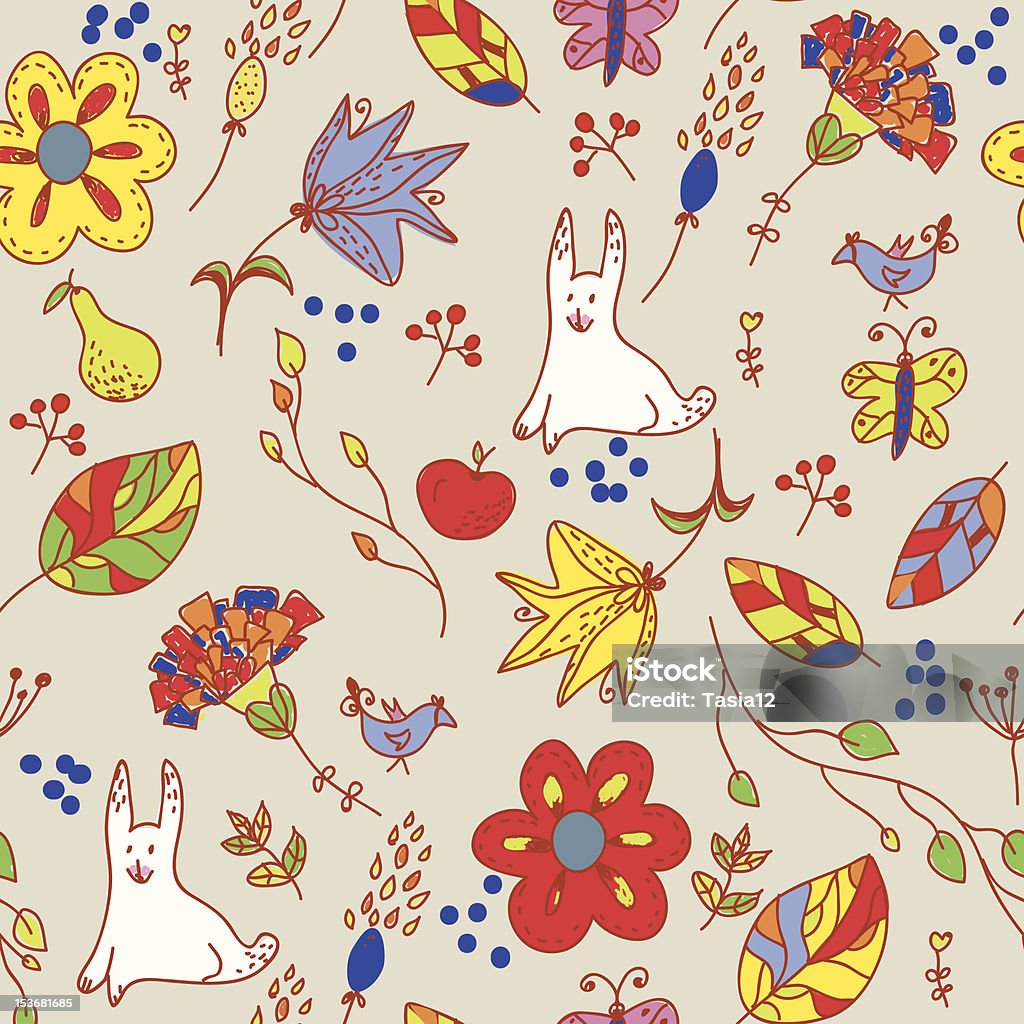 Floral seamless pattern with hare Floral seamless pattern with hare vector Animal Markings stock vector
